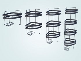 Полка для ванной угловая, с мыльницей и крючком из полосы НУМп-1/2/3/4 ярусные
