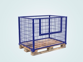 Корзина паллетная 1209х800х890мм, с 1-ой продольной дверцей, нештабелируемая, ячейка 50х50х4мм, труба 20х20х2мм, RAL5002